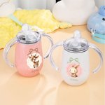 Personalized Crown Bow Animals 10 oz Insulated Name Sippy Cup with Lid and Handle Birthday Baby Shower Back to School Gift for Toddler Kids