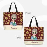 Sac Fourre-Tout Personnalisé avec Fille de Dessin Animé Volante Fleur de Naissance et Nom Cadeau Anniversaire pour Femme