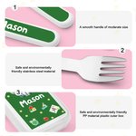 Personalized Cute Laughing Animals Food-safe Stainless Steel Kid's Fork Spoon Knife 3 Pcs Cutlery Set with Name and Case Birthday Gift for Boys Girls