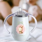 Personalized Crown Bow Animals 10 oz Insulated Name Sippy Cup with Lid and Handle Birthday Baby Shower Back to School Gift for Toddler Kids