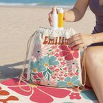 Toalla de playa personalizada de secado rápido con flores multicolor y nombre regalo para mujeres vacaciones de verano y fiesta en la piscina