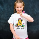 Gepersonaliseerd Schattig Potlood Ontwerp Initiaal Huidvriendelijk Kinder T-shirt Sweatshirt met Naam Terug naar School Verjaardagscadeau voor Jongens Meisjes
