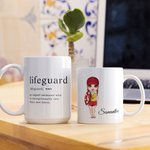 Personalized Funny Quote Cartoon Lifeguard Character Ceramic Mug with Name Daily Use Appreciate Birthday Lifeguard Gift for Lifeguards