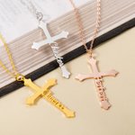Personalisierte Kreuz Name Halskette zierlich Schmuck Taufe Gebet Tag Geschenk für Frauen Christian