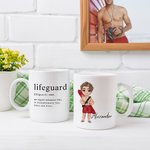Personalized Funny Quote Cartoon Lifeguard Character Ceramic Mug with Name Daily Use Appreciate Birthday Lifeguard Gift for Lifeguards