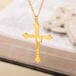 Personalisierte Kreuz Name Halskette zierlich Schmuck Taufe Gebet Tag Geschenk für Frauen Christian