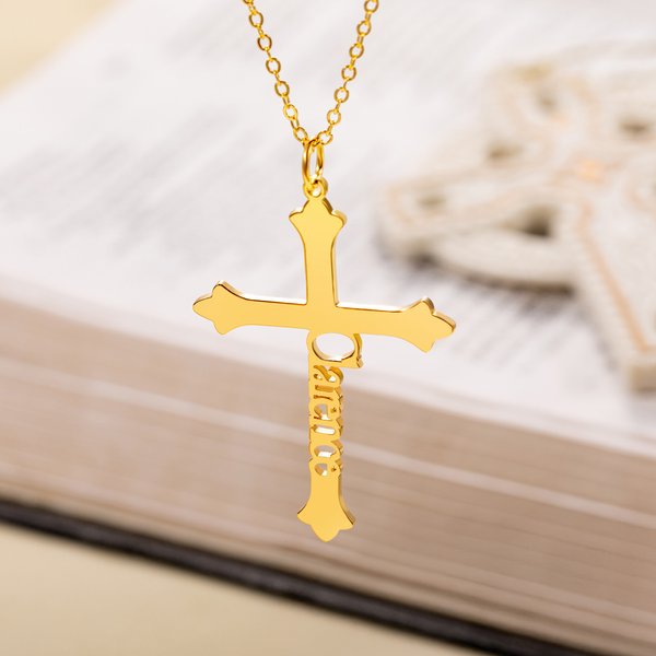 Personalisierte Kreuz Name Halskette zierlich Schmuck Taufe Gebet Tag Geschenk für Frauen Christian