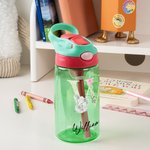 Personalisierte Initial Forest Animal 16 oz Wasserflasche mit Silikon-Strohhalm und Griff zurück zu Schule Geburtstag Urlaub Geschenk für Jungen Mädchen