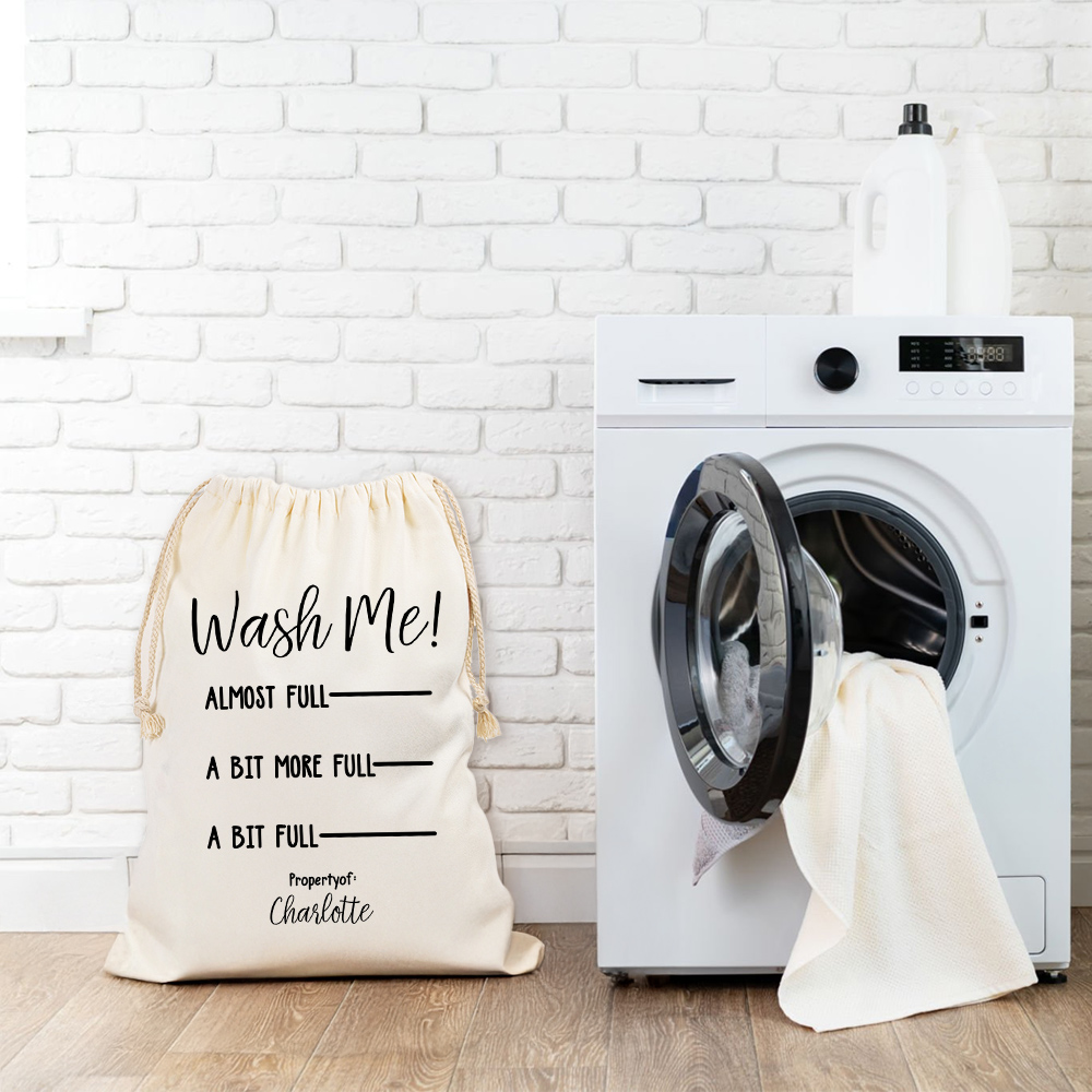 Sacs à linge de grande capacité Wash Me personnalisés avec nom Cadeau de rentrée pour la famille et les enfants