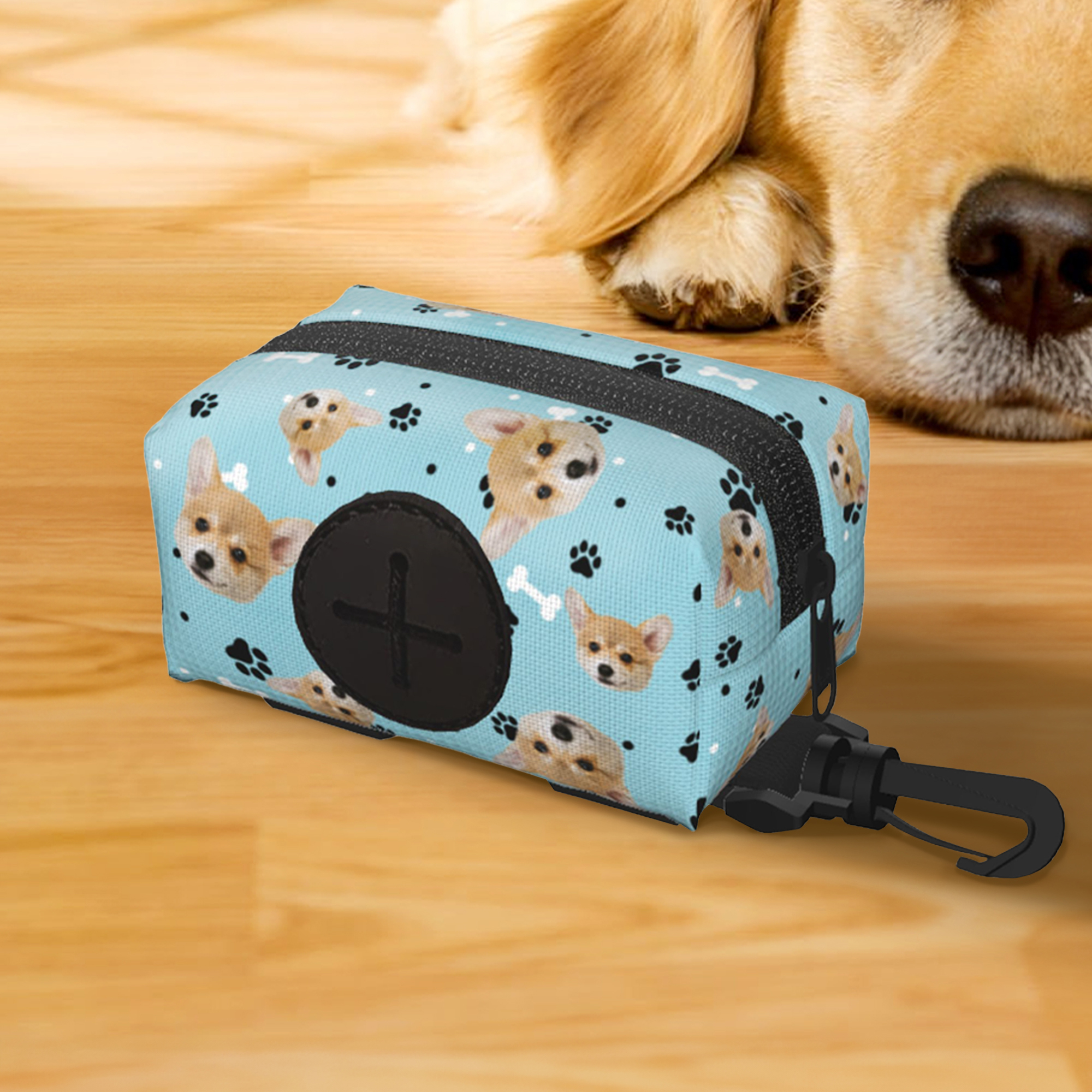 Porte-sac à crottes pour chien multicolore personnalisé avec 1-3 Portrait d'animal Activités de plein air Cadeau d'anniversaire pour le propriétaire d'un animal de compagnie