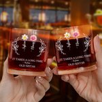 Personalized 1-8 Birth Flowers 10 oz Old Fashioned Rock Whiskey Glass with Name Birthday Anniversary Gift for Family Friends