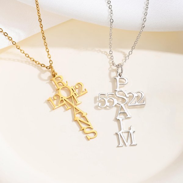 Personligt Psalm Bibel Vers Kors Halsband Smycken Födelsedag Religiös Dopgåva för Kvinnor Kristna
