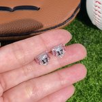 Personalized Glitter Baseball Softball Sports Stud Earrings with Numbers Birthday Anniversary Game Day Gift for Cheer Mom Sports Fans