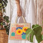 Personalised Floral Eco-Friendly Jute Tote Bag with Name Birthday Anniversary Wedding Gift for Women