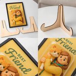 Personalized Funny 3D Cartoon Character Photo Poster Wooden Framed Painting with Title Home Decor Birthday Gift for Couple Family