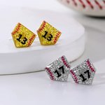 Personalized Glitter Baseball Softball Sports Stud Earrings with Numbers Birthday Anniversary Game Day Gift for Cheer Mom Sports Fans