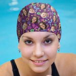 Bonnet de natation personnalisé Flamingo Dolphin Bouquet 1-3 Photos de visage Bonnet de natation confortable Accessoires de natation Cadeau d'anniversaire pour hommes femmes adultes