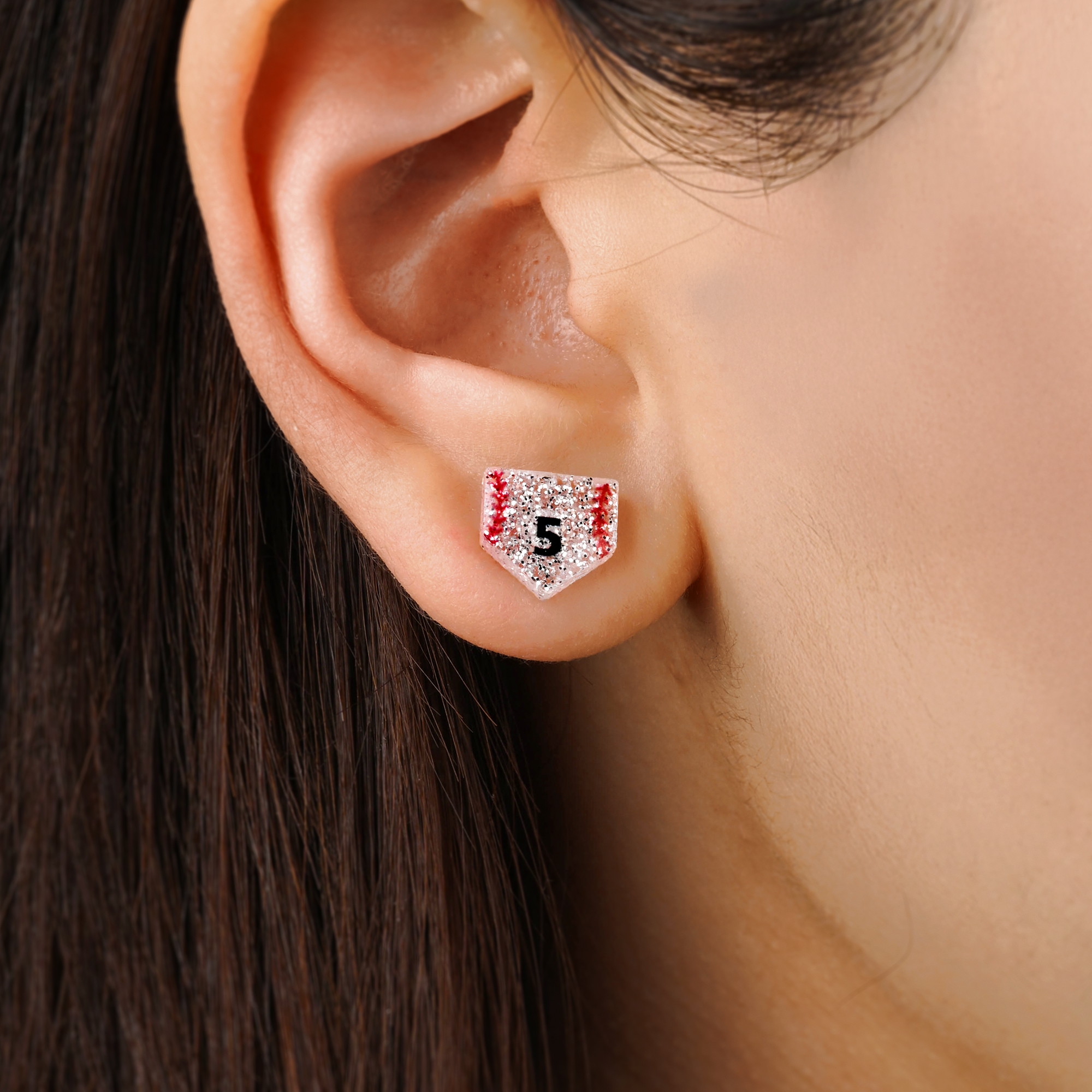 Boucles d'oreilles pailletées personnalisées Baseball Softball avec chiffres Cadeau d'anniversaire pour les fans de sport