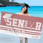 Serviette de plage surdimensionnée à séchage rapide avec nom de l'école et année Cadeau de fin d'études pour diplômés