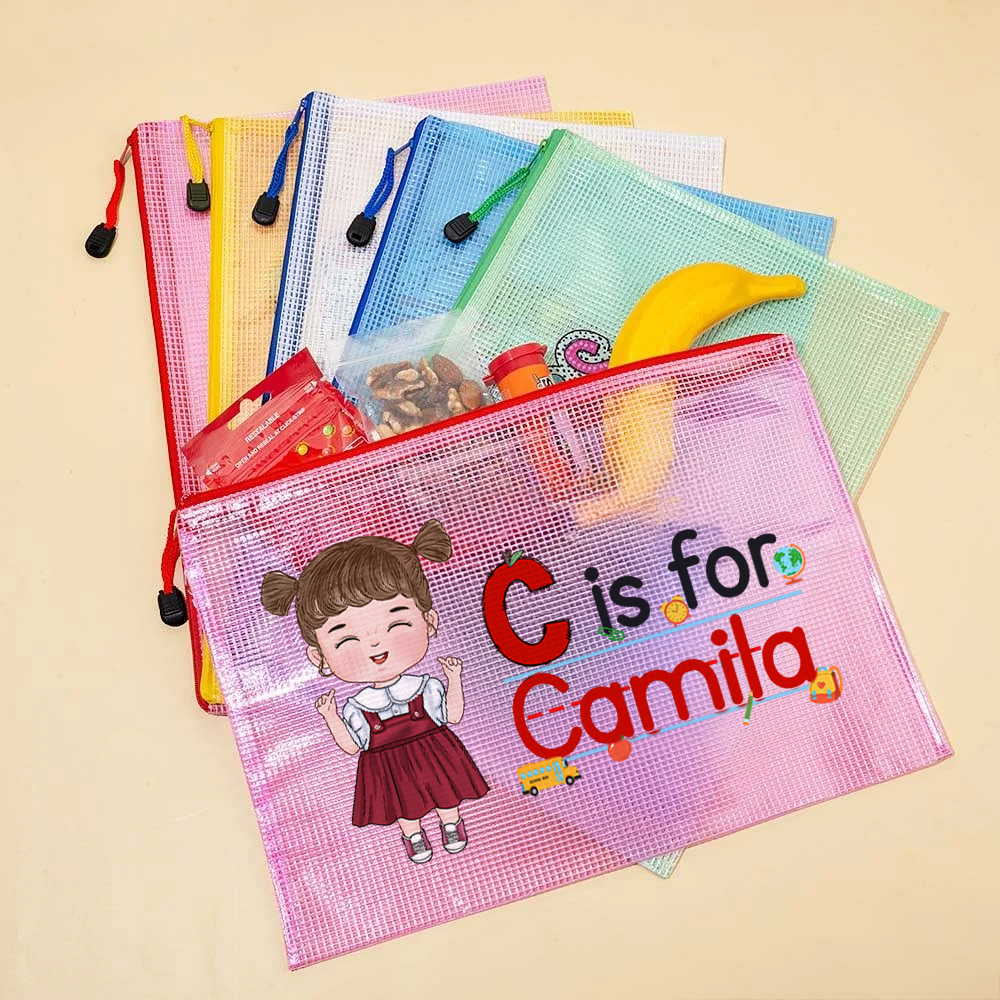 Personalized Apple Pencil Line Cartoon Character Snack Bag with Name