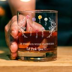 Personalized 1-8 Birth Flowers 10 oz Old Fashioned Rock Whiskey Glass with Name Birthday Anniversary Gift for Family Friends