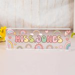 Personalized Cute Rainbow Flower Stationery Elements Acrylic Name Sign Desk Decoration Appreciation Back to School Gift for Teacher
