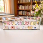 Personalized Cute Rainbow Flower Stationery Elements Acrylic Name Sign Desk Decoration Appreciation Back to School Gift for Teacher