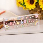 Personalized Cute Rainbow Flower Stationery Elements Acrylic Name Sign Desk Decoration Appreciation Back to School Gift for Teacher