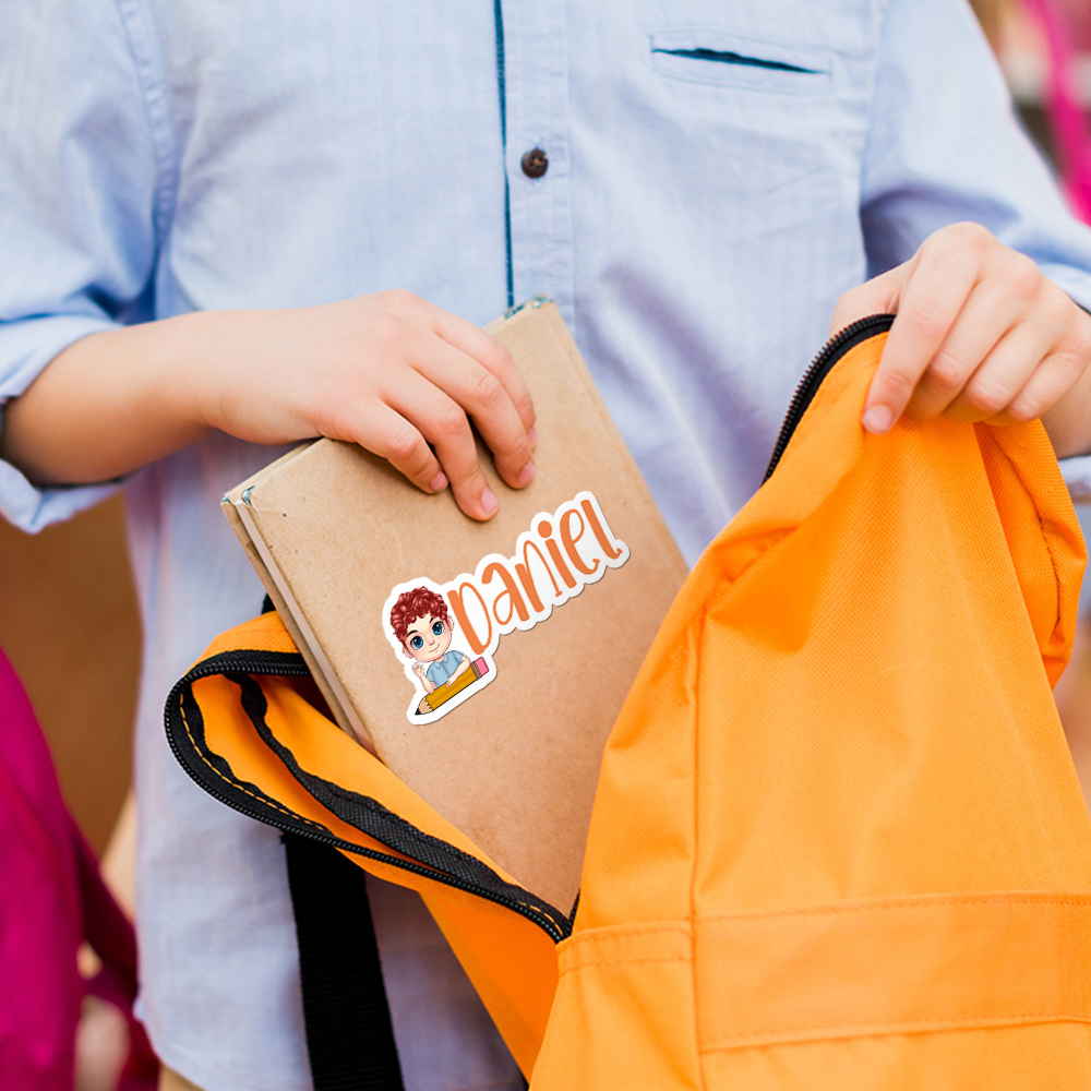 Personnalisé Cartoon Kid Crayon Identity Sticker Label with Name School Supplies Back to School Birthday Gift for Boys Girls