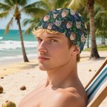 Bonnet de natation personnalisé Flamingo Dolphin Bouquet 1-3 Photos de visage Bonnet de natation confortable Accessoires de natation Cadeau d'anniversaire pour hommes femmes adultes