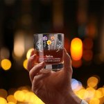 Personalized 1-8 Birth Flowers 10 oz Old Fashioned Rock Whiskey Glass with Name Birthday Anniversary Gift for Family Friends