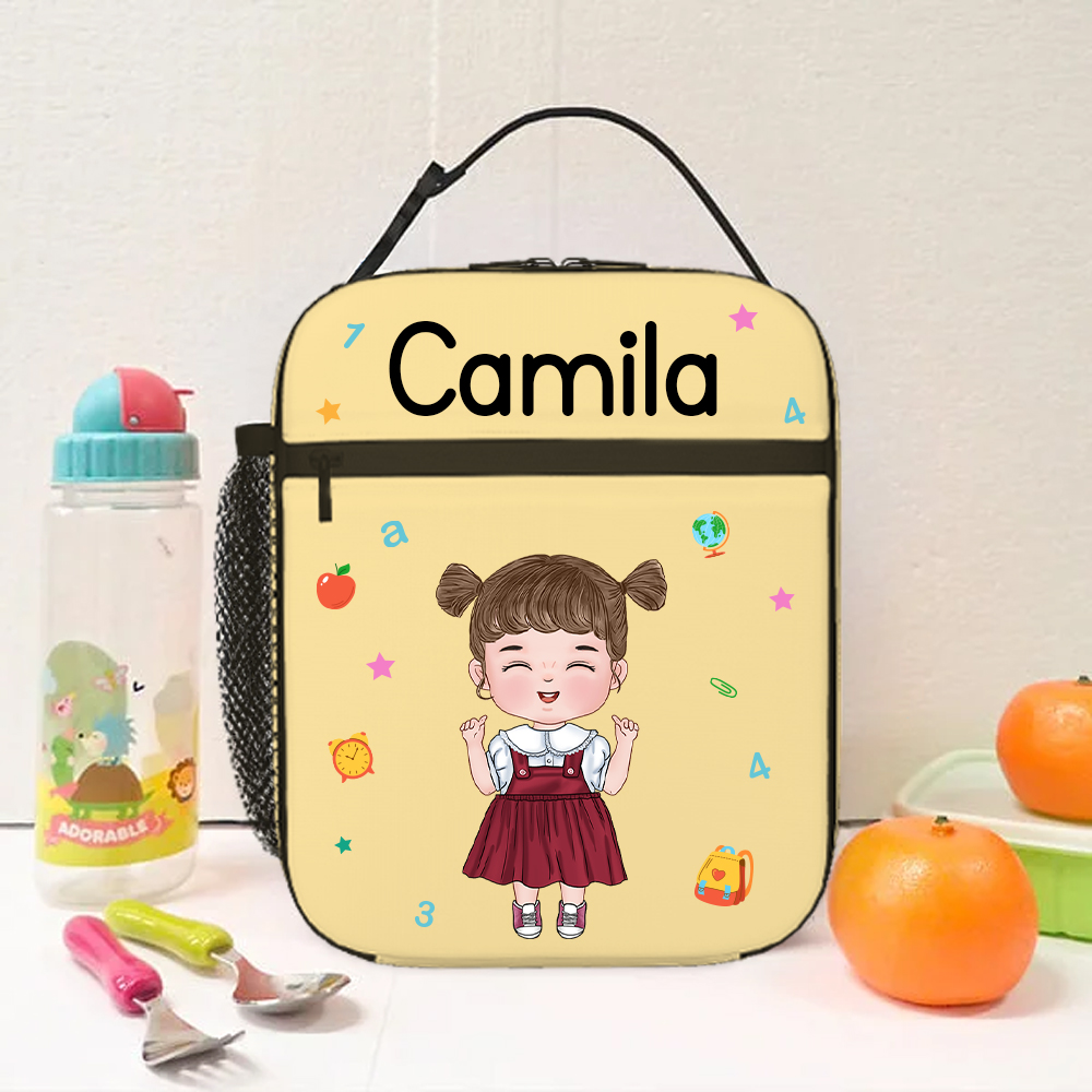 Sac à lunch isolé personnalisé avec nom pour les personnages de dessins animés Cadeau d'anniversaire pour les garçons et les filles pour la rentrée scolaire