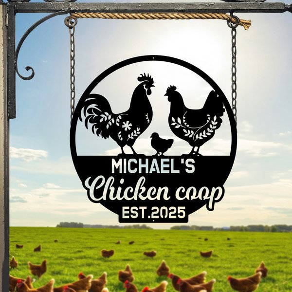 Personalized Chicken Coop Quack House Multicolor Metal Sign with Text and Date Wall Art Farm Decor Birthday Gift for Farmers Family