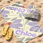 Personalised Danish Flower 2 in 1 Foldable Quick Dry Beach Towel All-in-One Bag with Name Beach Party Travel Birthday Gift for Women