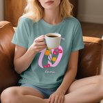 Personalizada Nacimiento Flor Insecto Camiseta con Nombre y Texto Accesorios de Viaje Diario Aniversario Cumpleaños Regalo para Mujeres