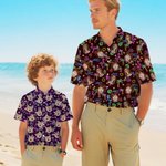 Personalised Dog Cat Character 1-3 Face Photos Flamingo Dolphin Shirt Set Beach Party Birthday Gift for Family Pet Lover