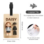 Henkilökohtainen matkatavaratunniste nimellä ja valokuvalla sarjakuvahahmolla syntymäpäivälahjaksi perheelle ja ystäville