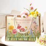 Personalisierte Omas Garten 2-15 Geburt Blumen große Jute Tragetasche mit Namen und Jahr Geburtstag Jahrestag Geschenk für Familie