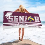 Serviette de plage surdimensionnée à séchage rapide avec nom de l'école et année Cadeau de fin d'études pour diplômés