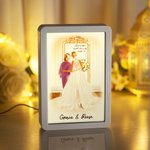 Personalized Cartoon Bride and Mom LED Photo Frame Mirror with Names and Text Wedding Anniversary Gift for Women Brides