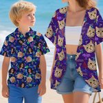 Personalised Dog Cat Character 1-3 Face Photos Flamingo Dolphin Shirt Set Beach Party Birthday Gift for Family Pet Lover