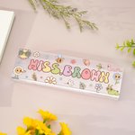 Personalized Cute Rainbow Flower Stationery Elements Acrylic Name Sign Desk Decoration Appreciation Back to School Gift for Teacher