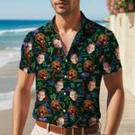 Personalised Dog Cat Character 1-3 Face Photos Flamingo Dolphin Shirt Set Beach Party Birthday Gift for Family Pet Lover