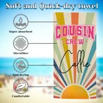 Personlig Cousin Crew Vintage Sunray Overdimensjonert hurtigtørkende badehåndkle med navn Beach Party Travel Essentials Bursdagsgave til familie fetter