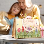 Personalisierte Omas Garten 2-15 Geburt Blumen große Jute Tragetasche mit Namen und Jahr Geburtstag Jahrestag Geschenk für Familie
