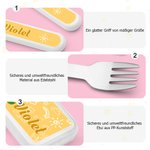 Personalisiertes 4-teilig-Set Kinderbesteck Gabel Löffel Messer Etui inklusive mit Fantastischem Tier Namen Geburtstagsgeschenk für Kinder