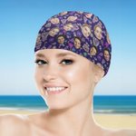 Bonnet de natation personnalisé Flamingo Dolphin Bouquet 1-3 Photos de visage Bonnet de natation confortable Accessoires de natation Cadeau d'anniversaire pour hommes femmes adultes