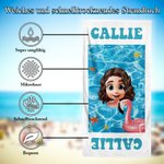 Personalisiertes Schwimmbad 3D Cartoon Kinder Strandtuch mit Namen Schnelltrocknend Sommer Reise Urlaub Geschenk für Jungen Mädchen