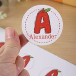 Lápiz personalizado lindo Apple Doodle alfabeto Etiquetas engomadas con el nombre de la Semana de Apreciación Maestro Regalo del Día del Maestro para el Estudiante Maestro