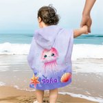 Asciugamano da spiaggia con cappuccio personalizzato in microfibra asciugatura rapida con nome e animali marini vacanze estive regalo per ragazzi